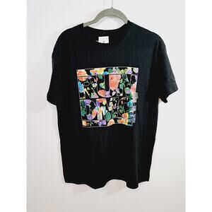RUN DMC New!! Black Floral Spell-out Tee In Size Medium